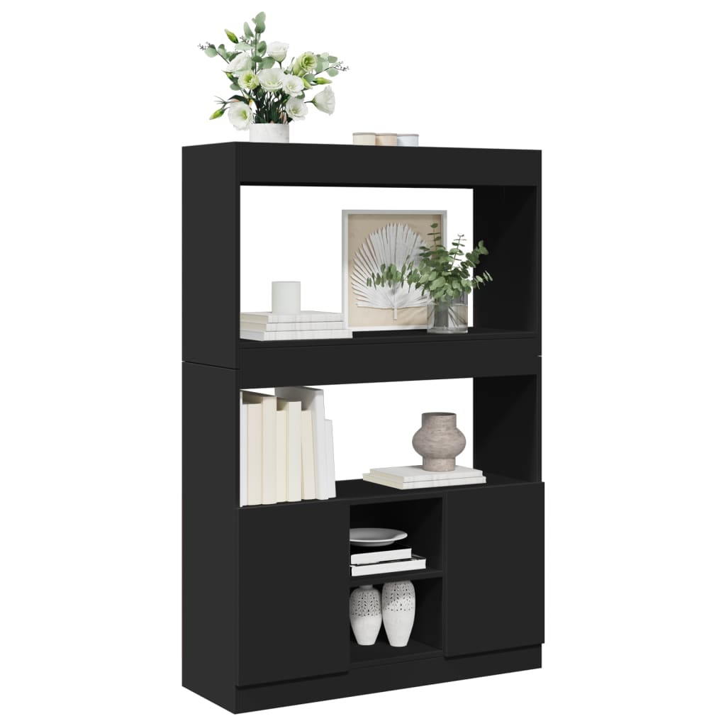 Buffet haut noir 92x33x140 cm bois d'ingénierie - XIOS