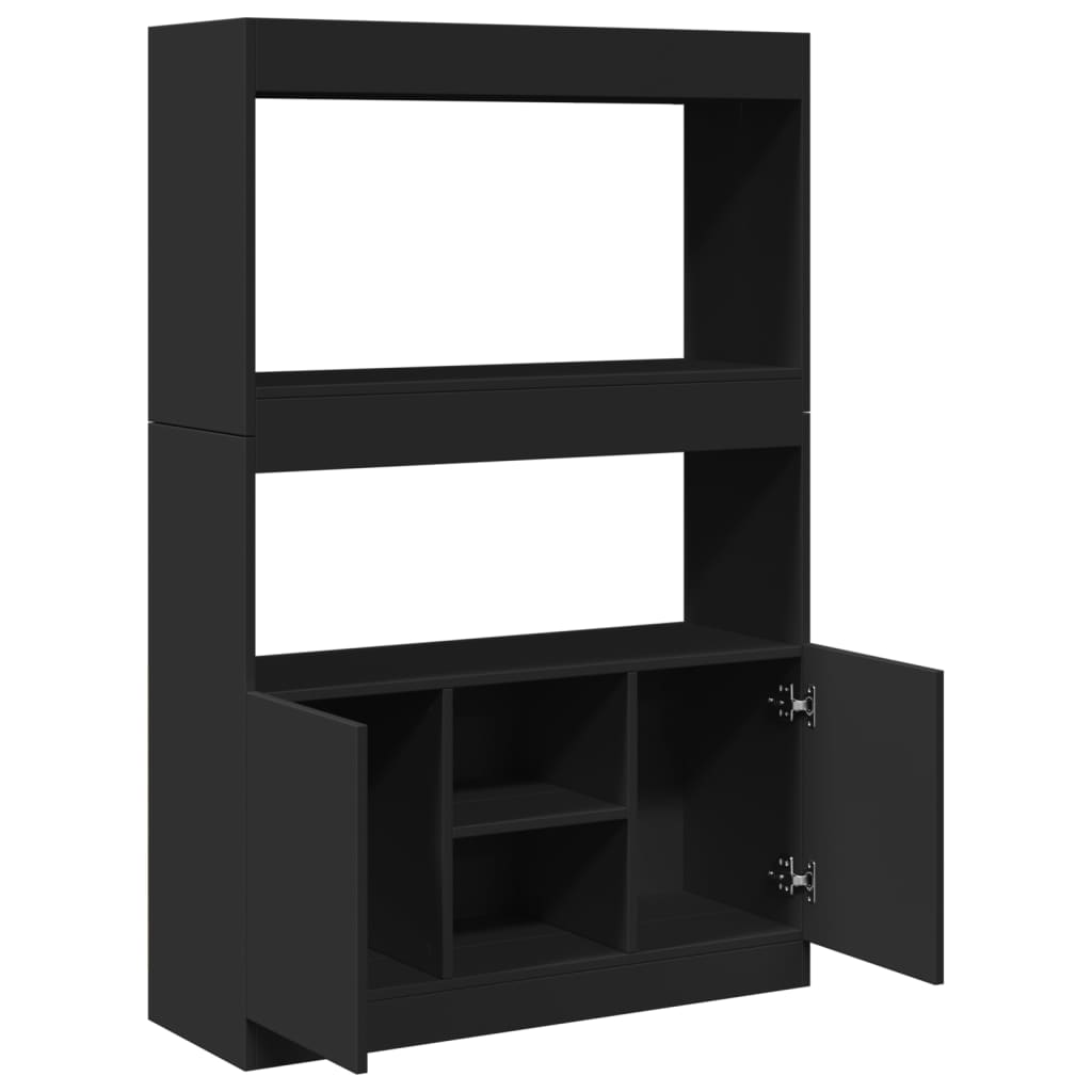 Buffet haut noir 92x33x140 cm bois d'ingénierie - XIOS