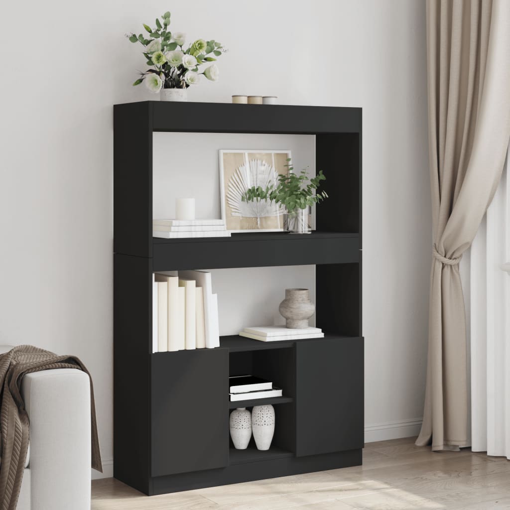 Buffet haut noir 92x33x140 cm bois d'ingénierie - XIOS