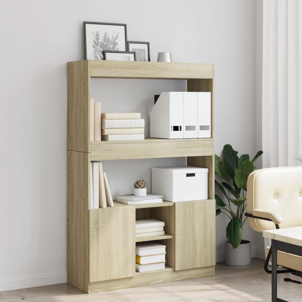 Buffet haut chêne sonoma 92x33x140 cm bois d'ingénierie - XIOS