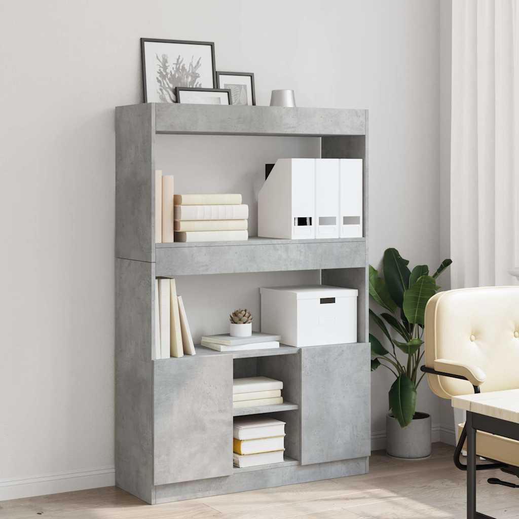 Buffet haut gris béton 92x33x140 cm bois d'ingénierie - XIOS