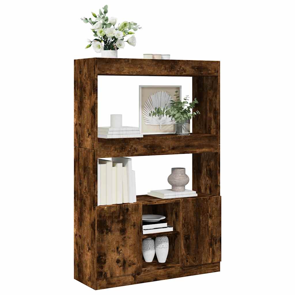 Buffet haut chêne fumé 92x33x140 cm bois d'ingénierie - XIOS
