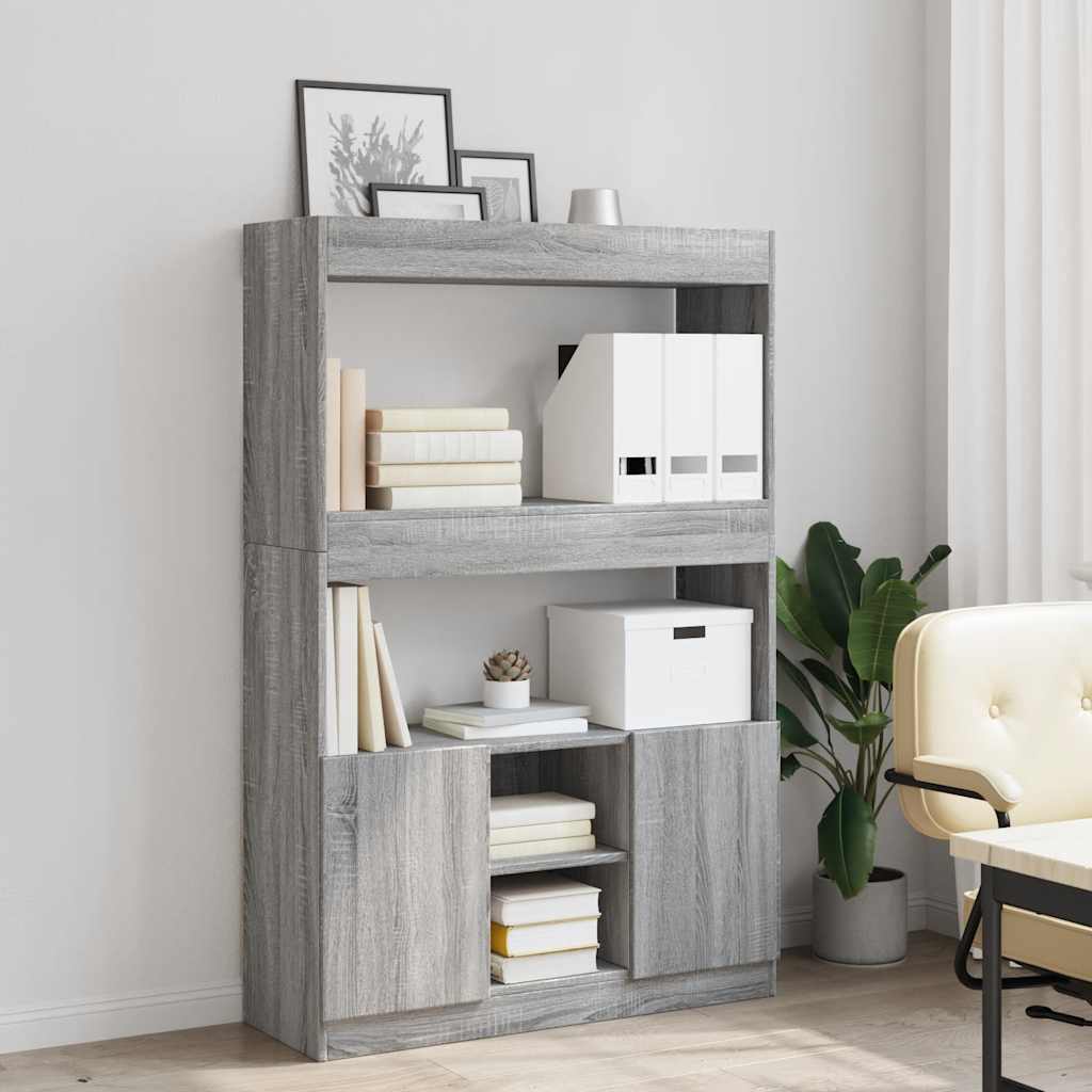 Buffet haut sonoma gris 92x33x140 cm bois d'ingénierie - XIOS