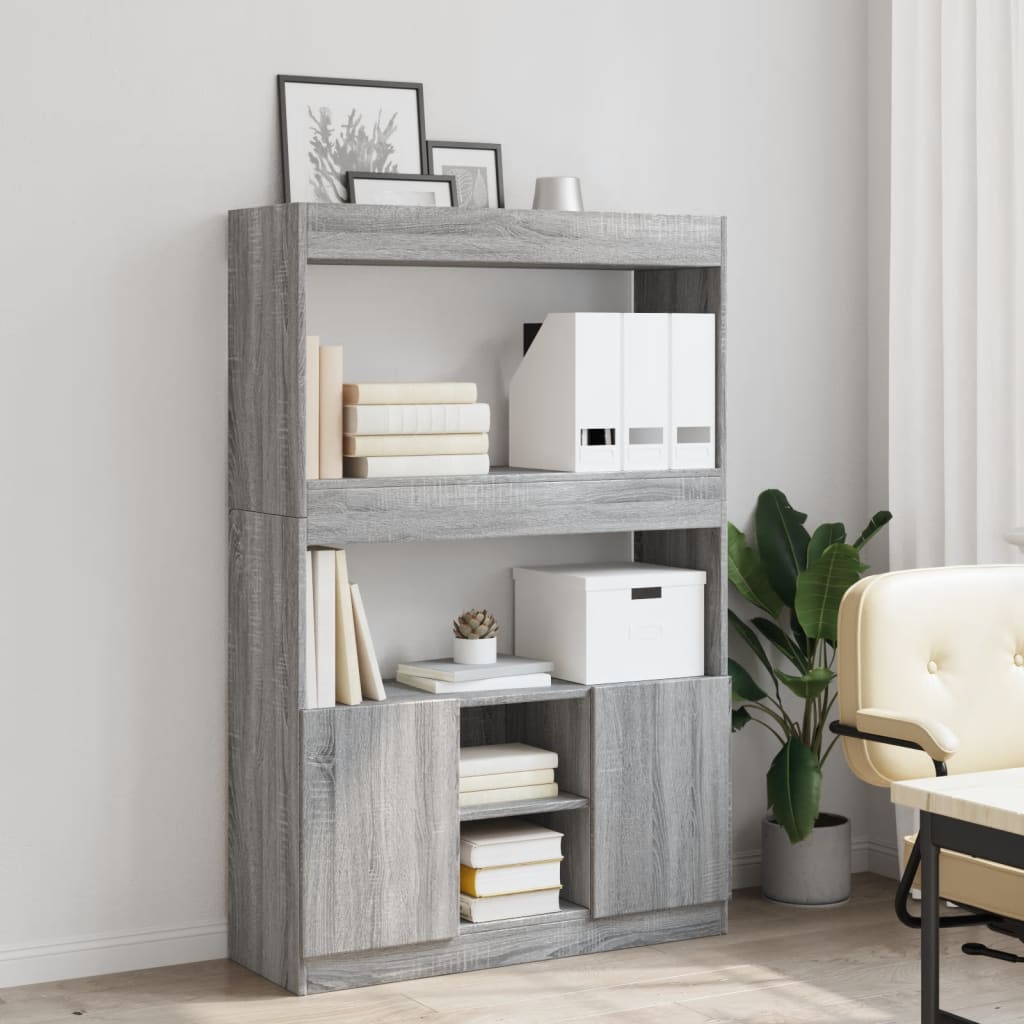 Buffet haut sonoma gris 92x33x140 cm bois d'ingénierie - XIOS