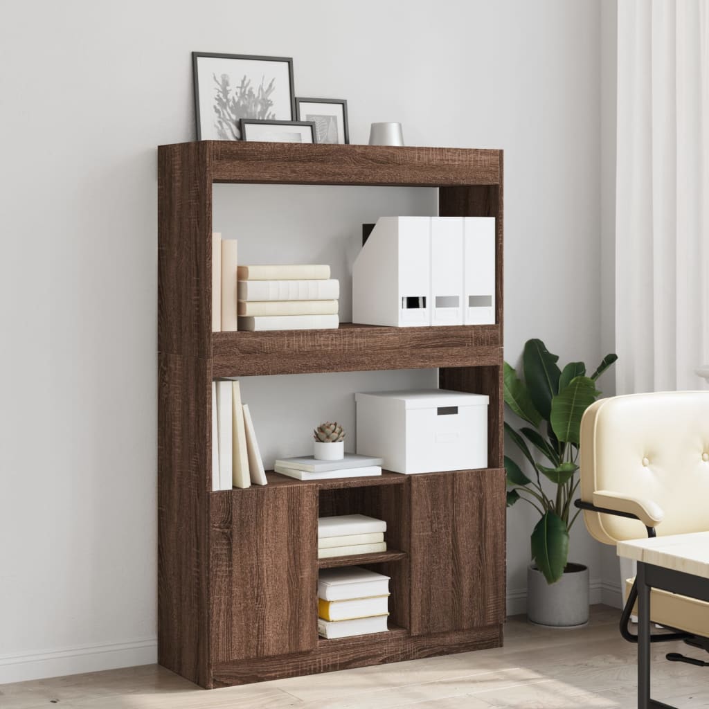 Buffet haut chêne marron 92x33x140 cm bois d'ingénierie - XIOS