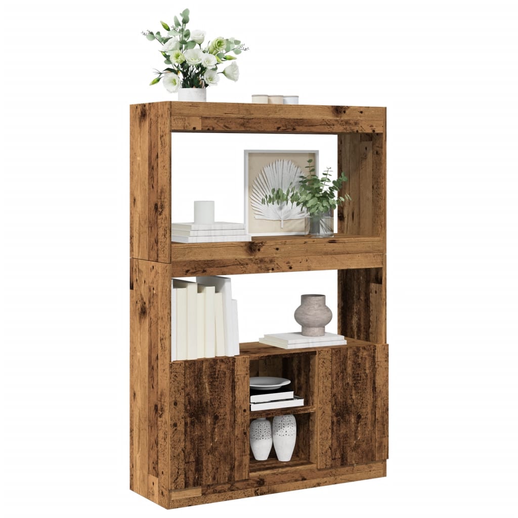 Buffet haut vieux bois 92x33x140 cm bois d'ingénierie - XIOS