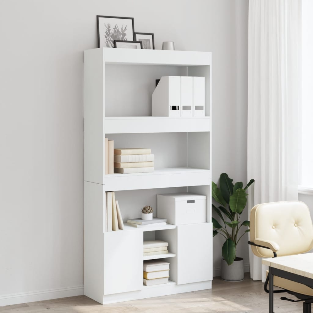 Buffet haut blanc 92x33x180 cm bois d'ingénierie - XIOS
