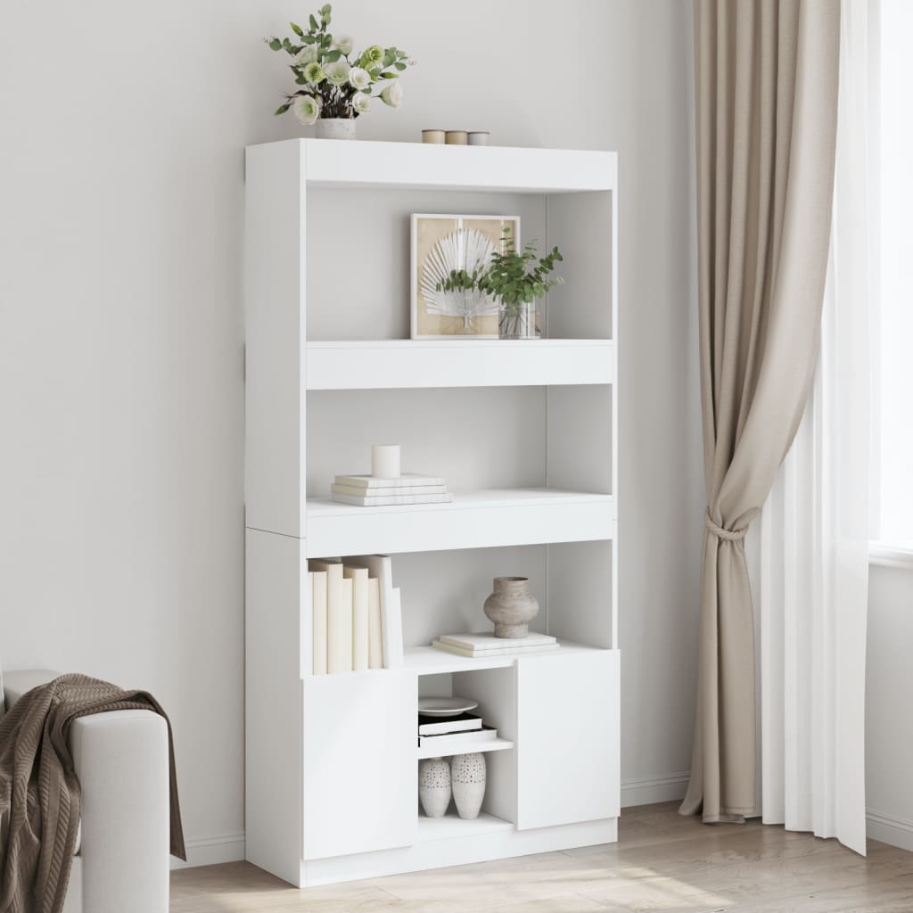 Buffet haut blanc 92x33x180 cm bois d'ingénierie - XIOS