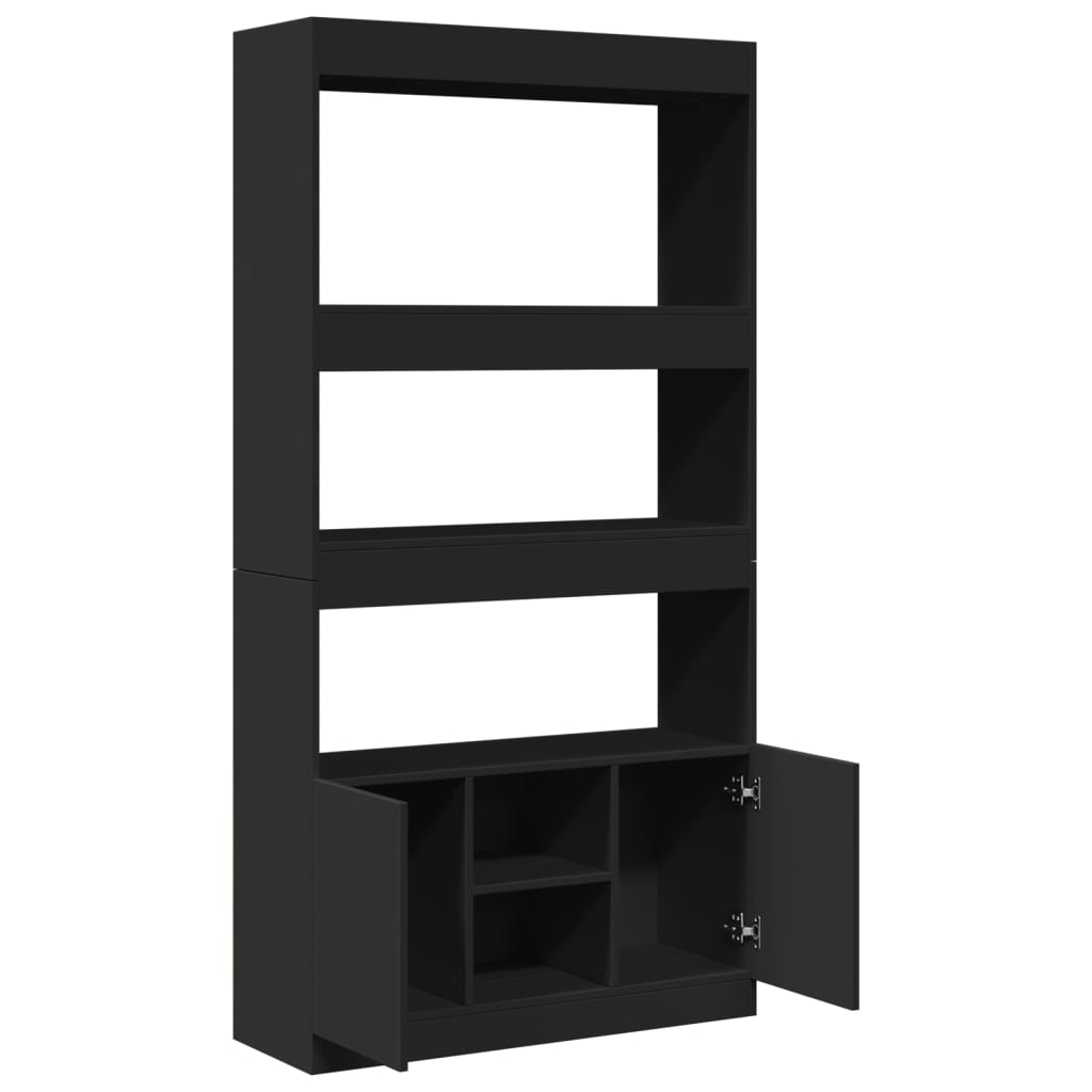 Buffet haut noir 92x33x180 cm bois d'ingénierie - XIOS