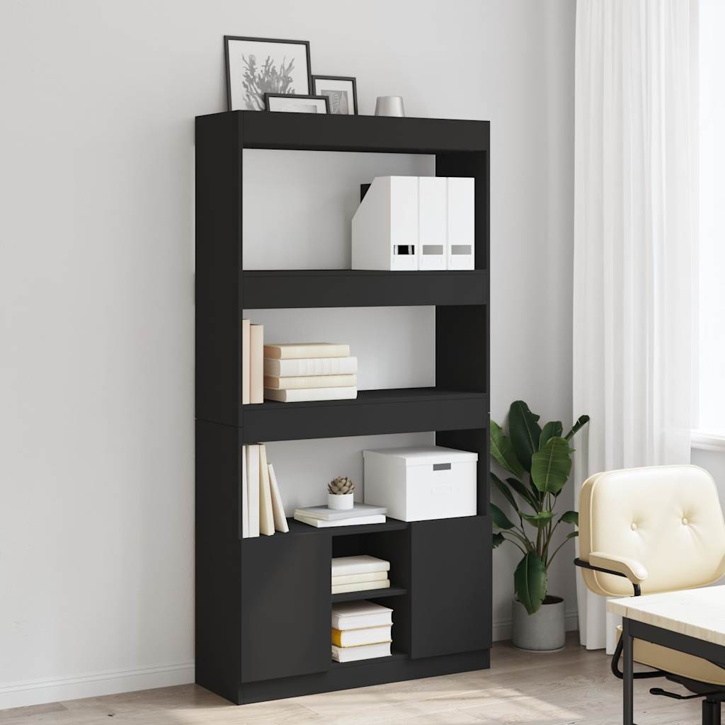 Buffet haut noir 92x33x180 cm bois d'ingénierie - XIOS