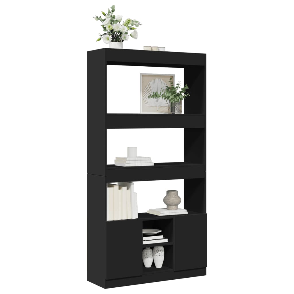 Buffet haut noir 92x33x180 cm bois d'ingénierie - XIOS