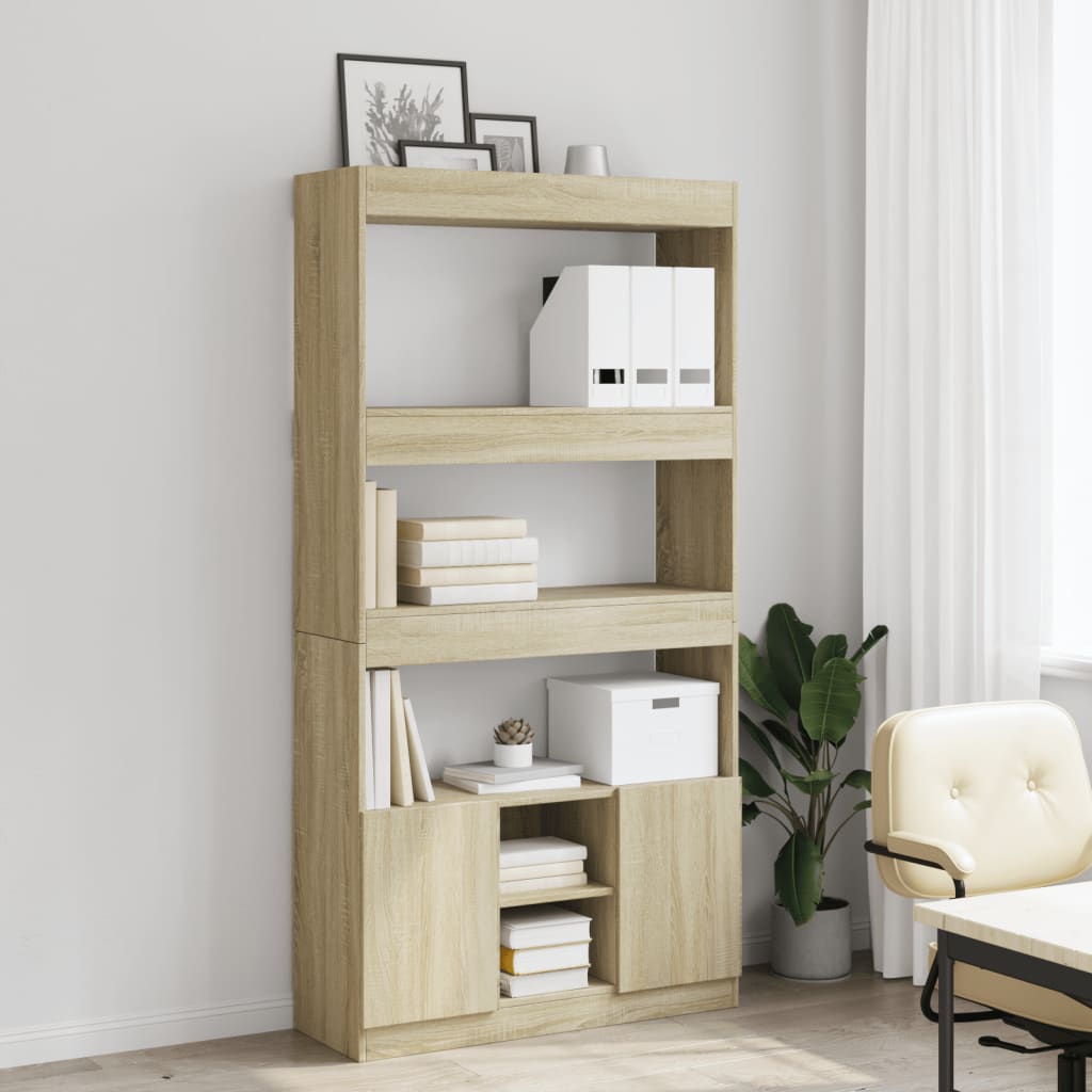 Buffet haut chêne sonoma 92x33x180 cm bois d'ingénierie - XIOS