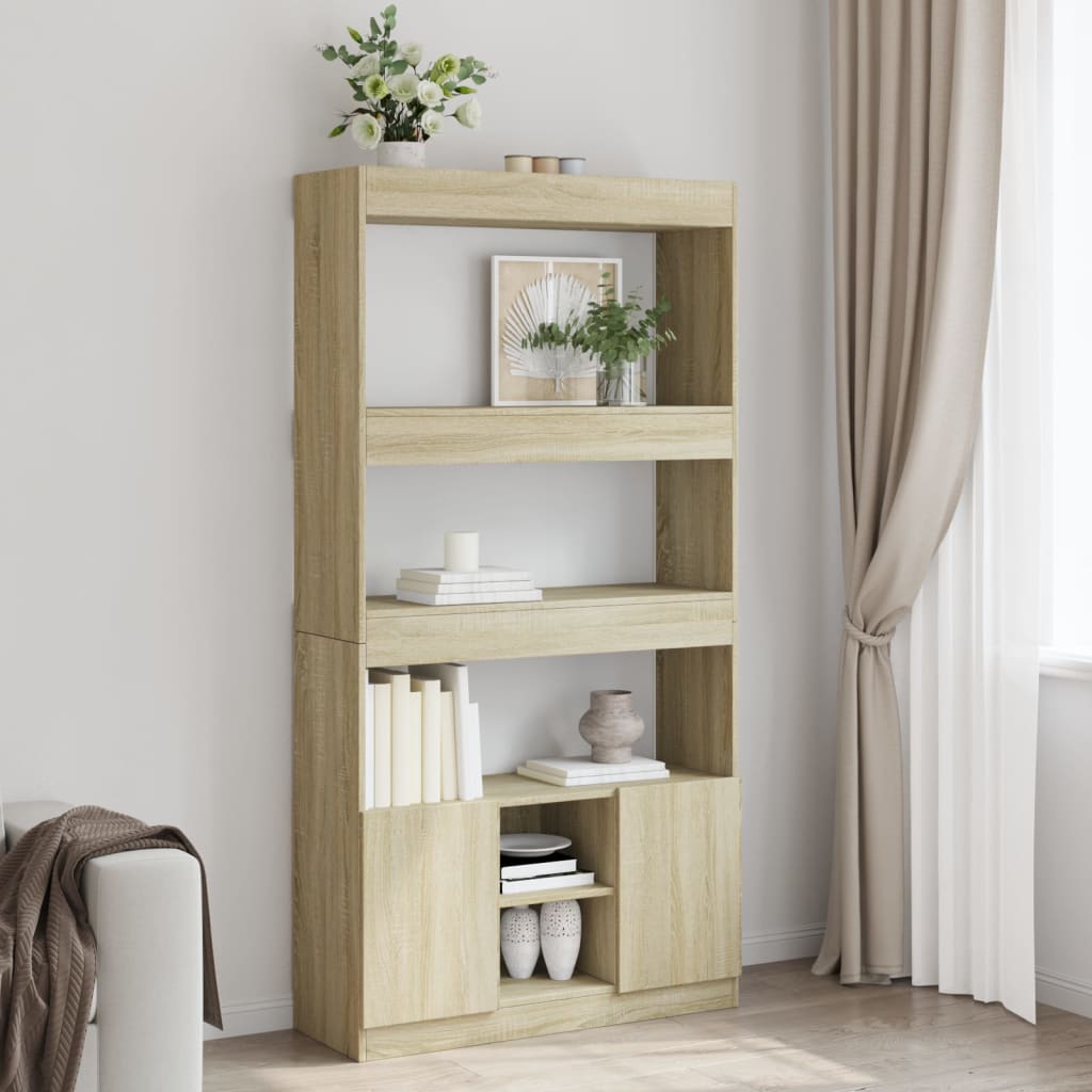 Buffet haut chêne sonoma 92x33x180 cm bois d'ingénierie - XIOS