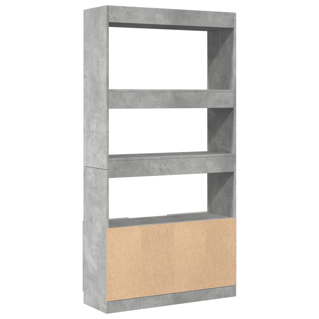 Buffet haut gris béton 92x33x180 cm bois d'ingénierie - XIOS