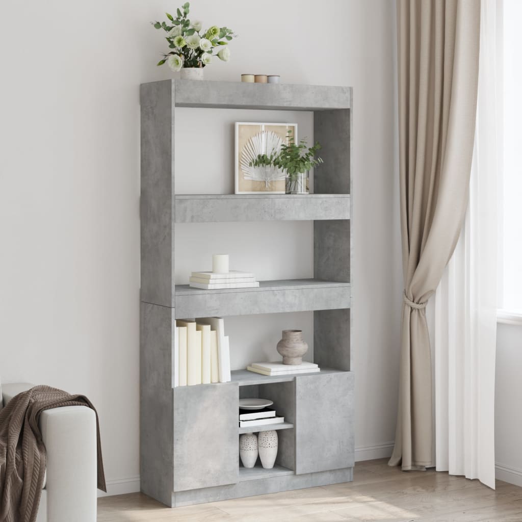 Buffet haut gris béton 92x33x180 cm bois d'ingénierie - XIOS