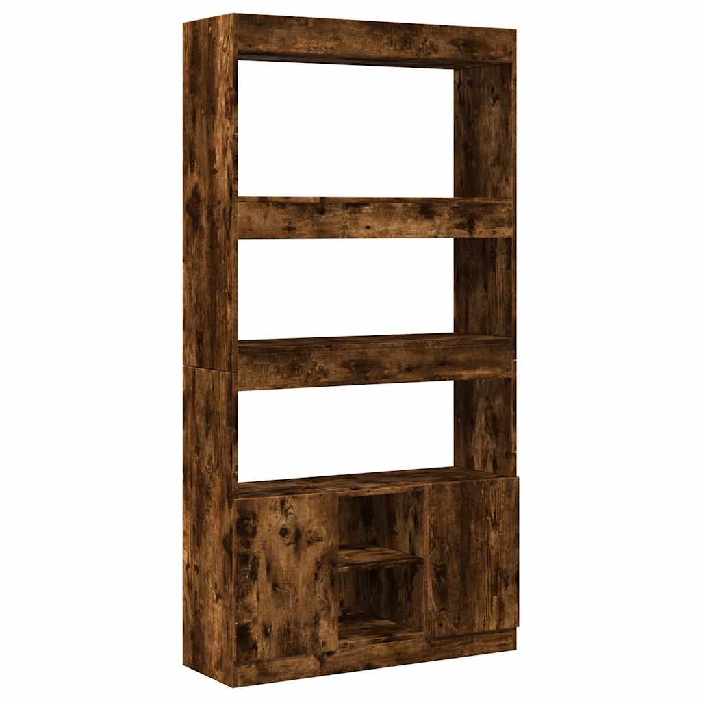 Buffet haut chêne fumé 92x33x180 cm bois d'ingénierie - XIOS