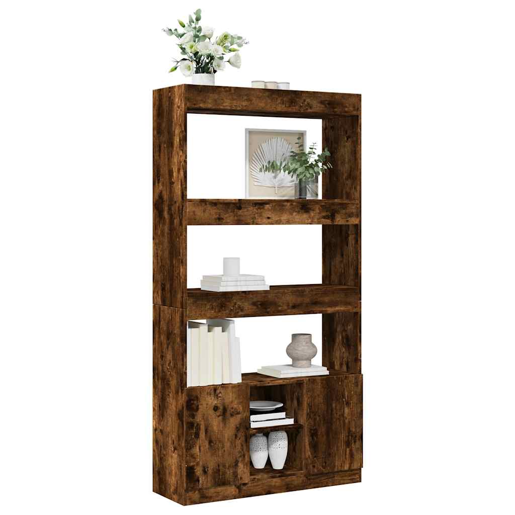 Buffet haut chêne fumé 92x33x180 cm bois d'ingénierie - XIOS