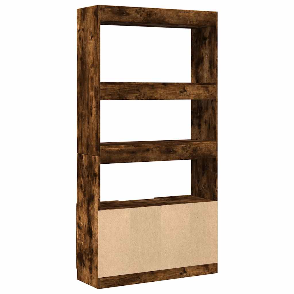 Buffet haut chêne fumé 92x33x180 cm bois d'ingénierie - XIOS
