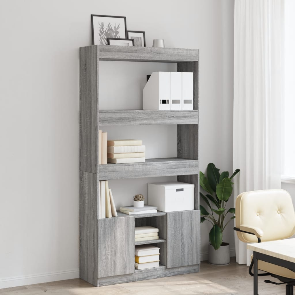 Buffet haut sonoma gris 92x33x180 cm bois d'ingénierie - XIOS