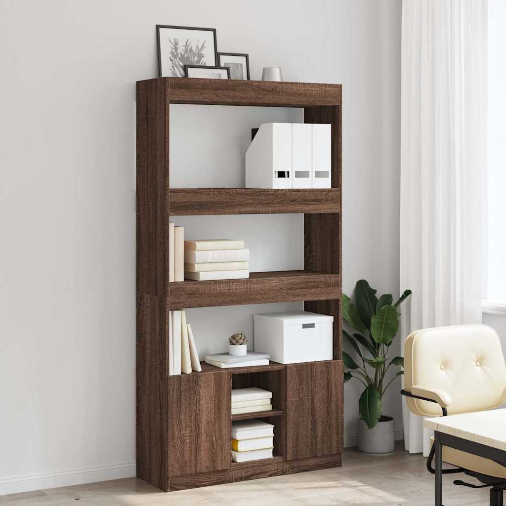 Buffet haut chêne marron 92x33x180 cm bois d'ingénierie - XIOS