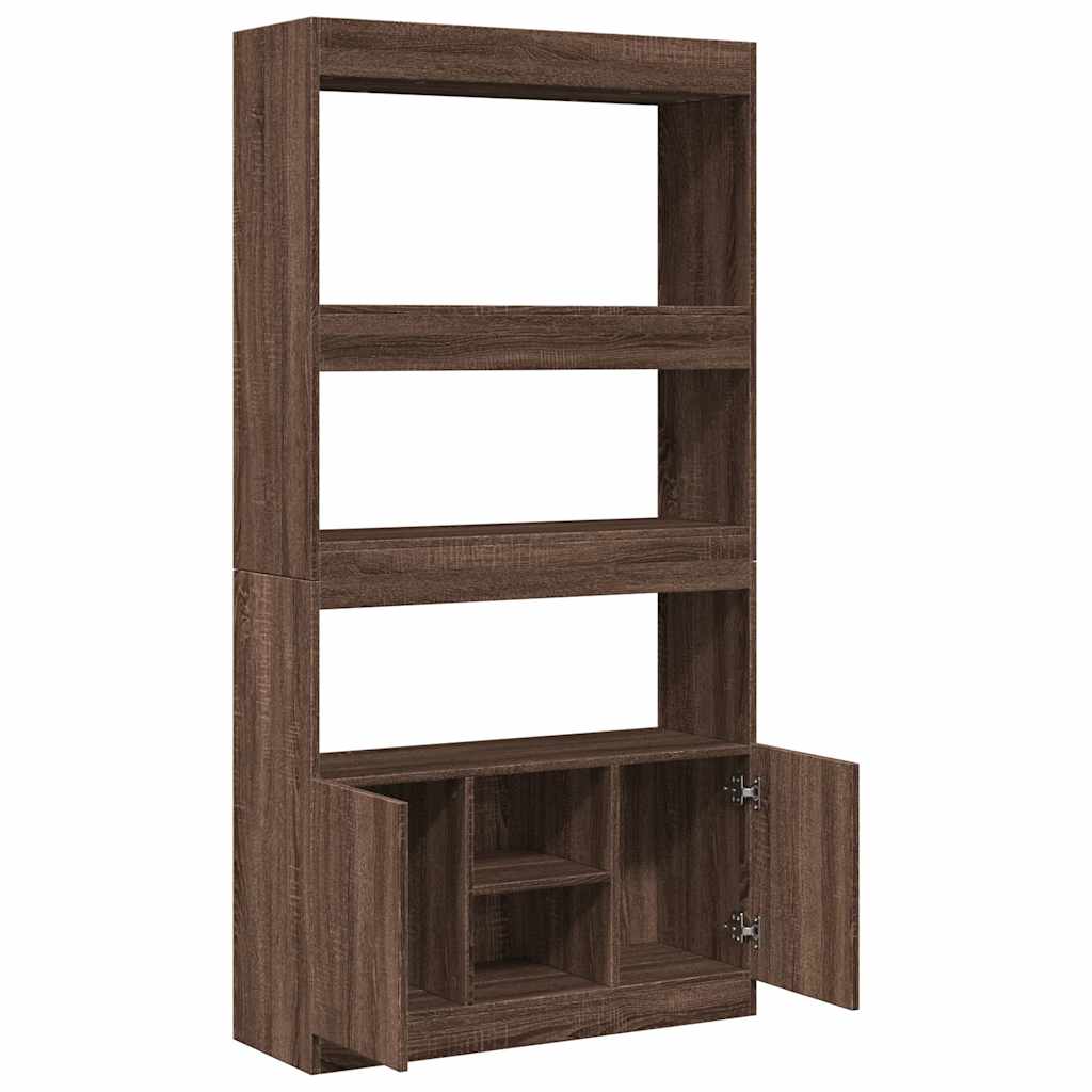 Buffet haut chêne marron 92x33x180 cm bois d'ingénierie - XIOS