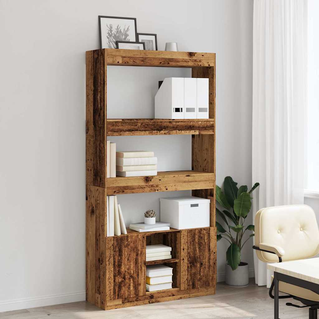 Buffet haut vieux bois 92x33x180 cm bois d'ingénierie - XIOS