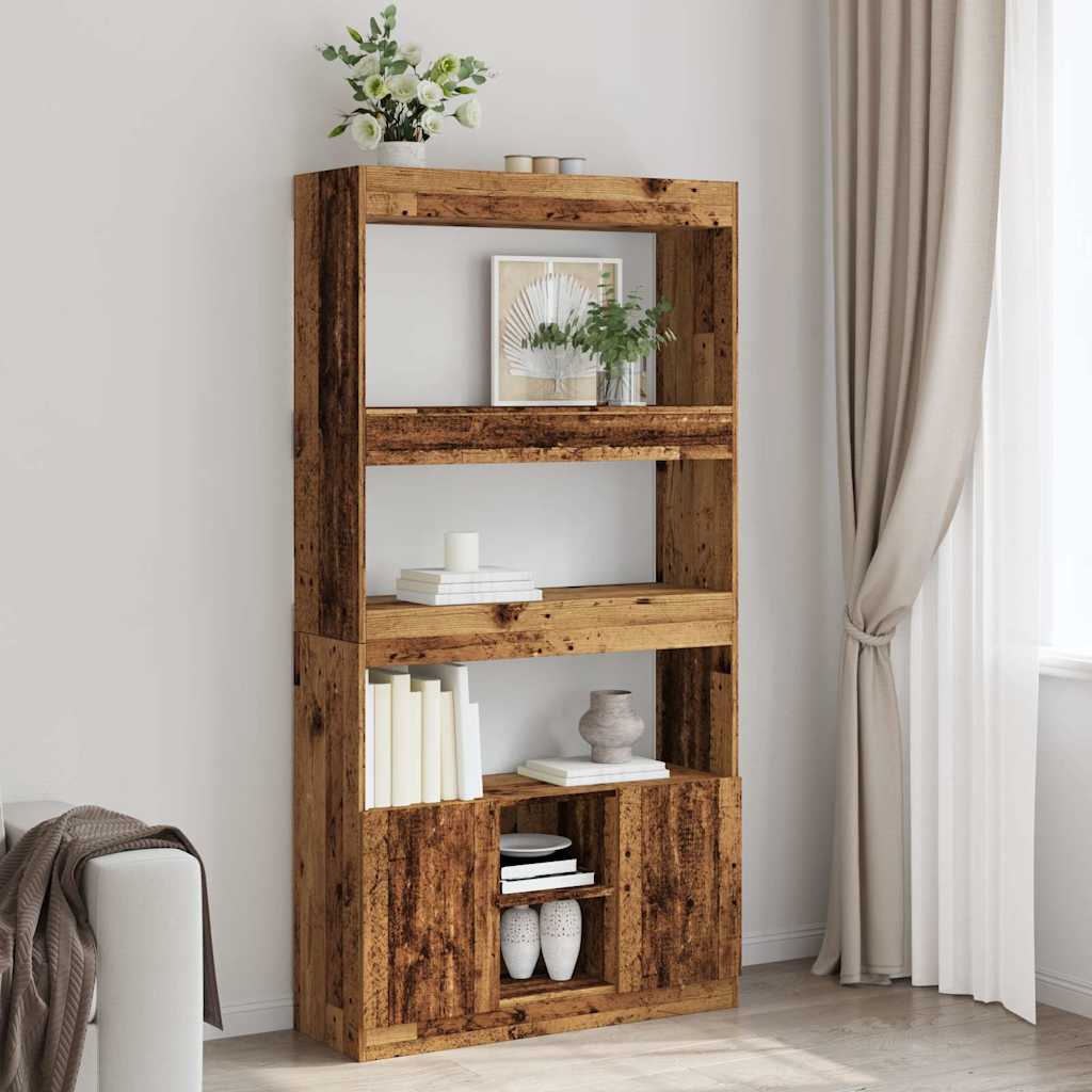 Buffet haut vieux bois 92x33x180 cm bois d'ingénierie - XIOS