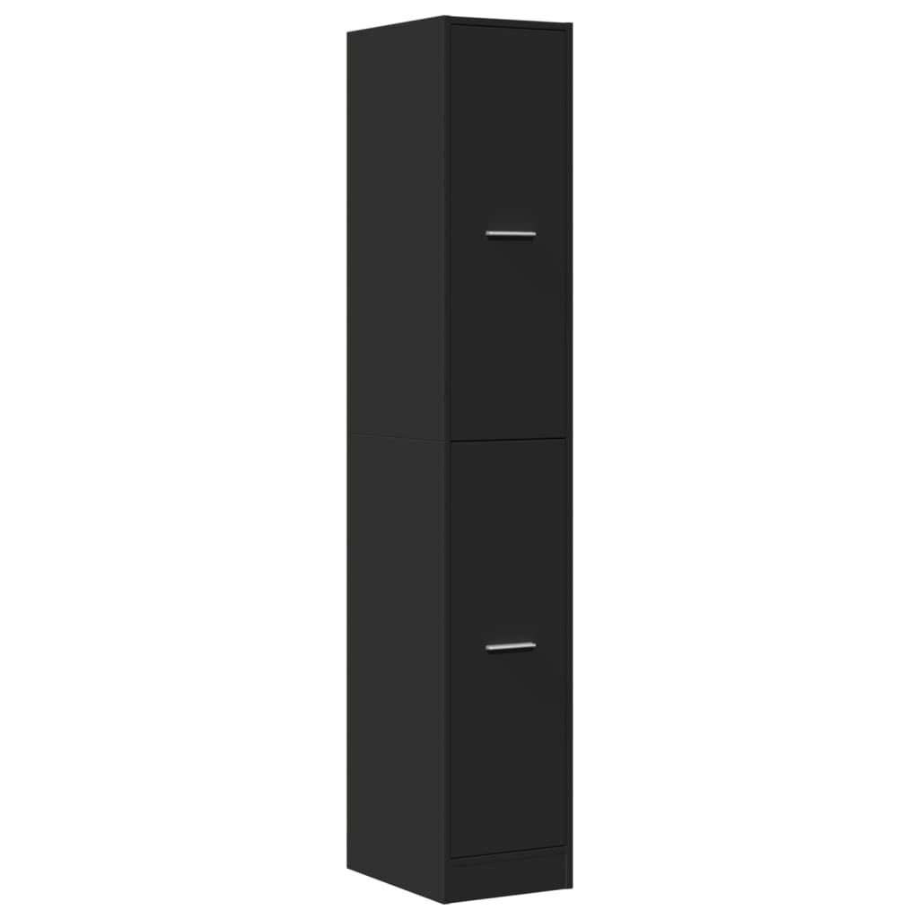 Armoire d'apothicaire noir 30x41x174,5 cm bois d'ingénierie