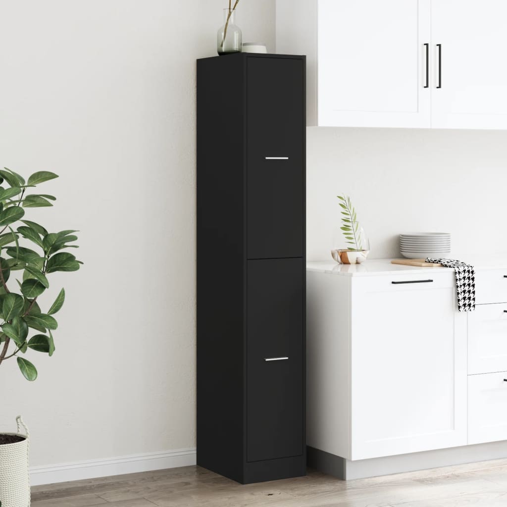 Armoire d'apothicaire noir 30x41x174,5 cm bois d'ingénierie