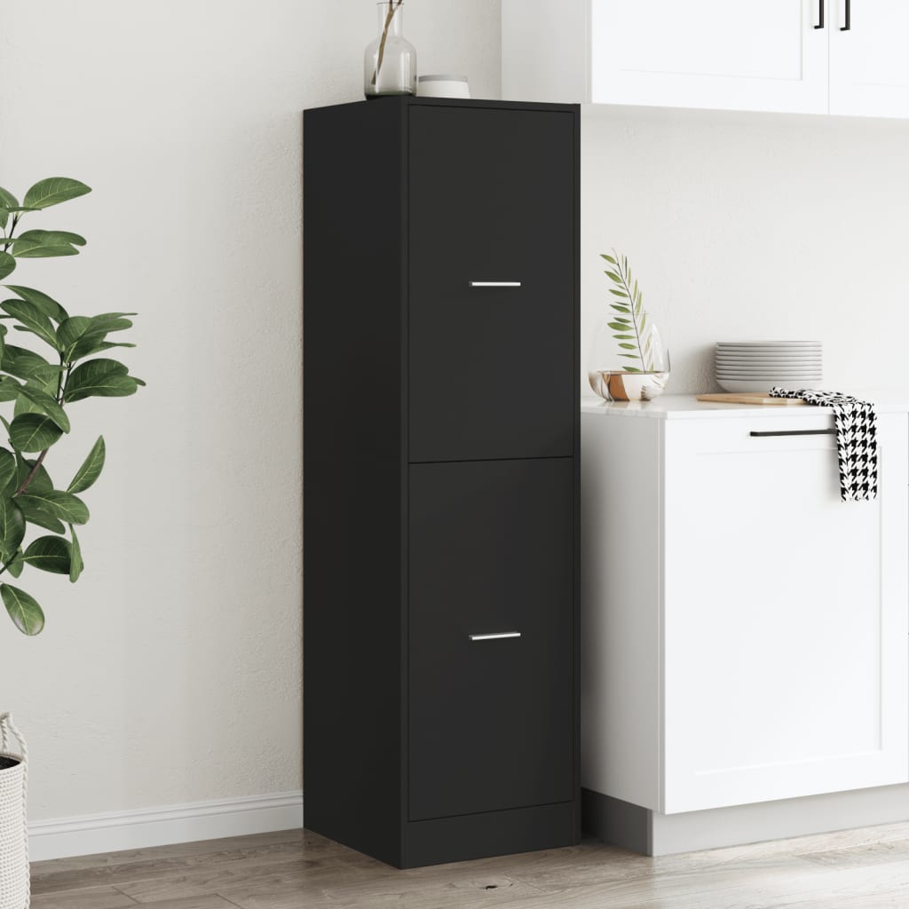 Armoire d'apothicaire noir 40x41x144,5 cm bois d'ingénierie