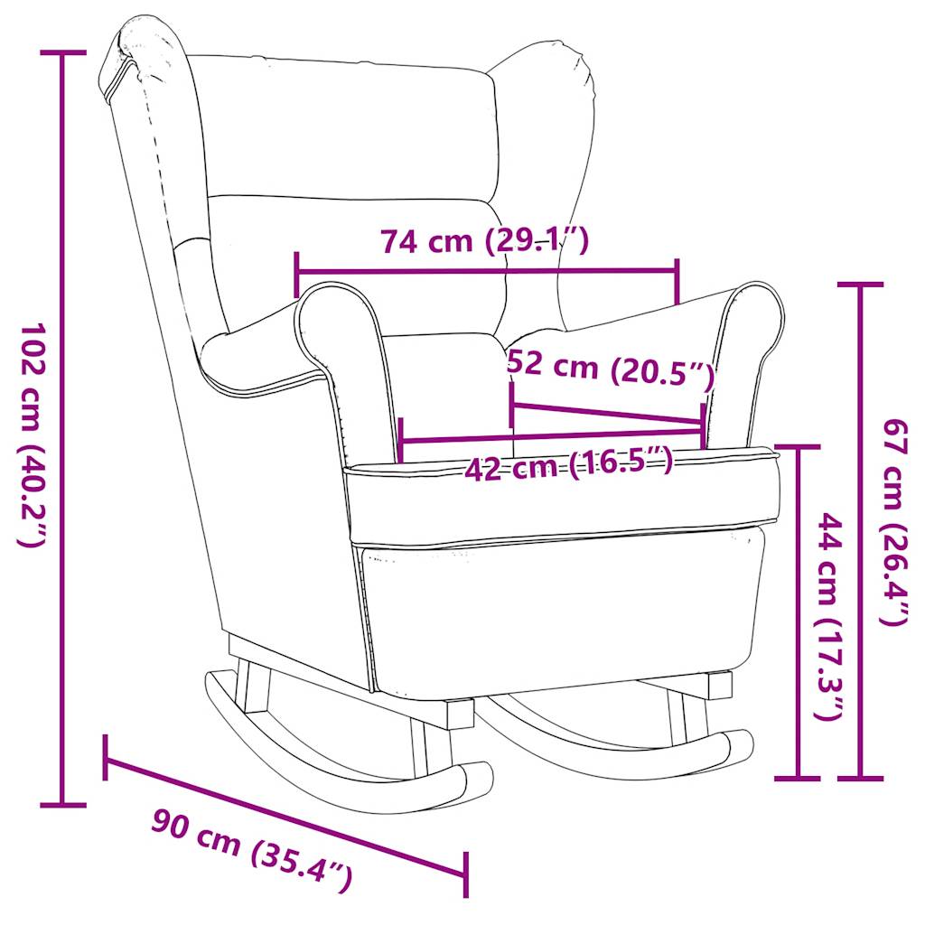 Chaise à bascule noir 74x90x102 cm tissu - XIOS