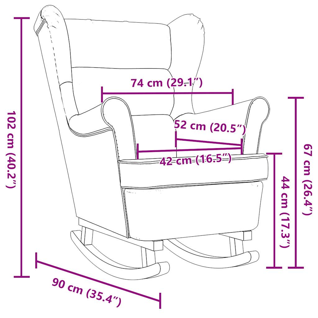 Chaise à bascule marron foncé 74x90x102 cm tissu - XIOS