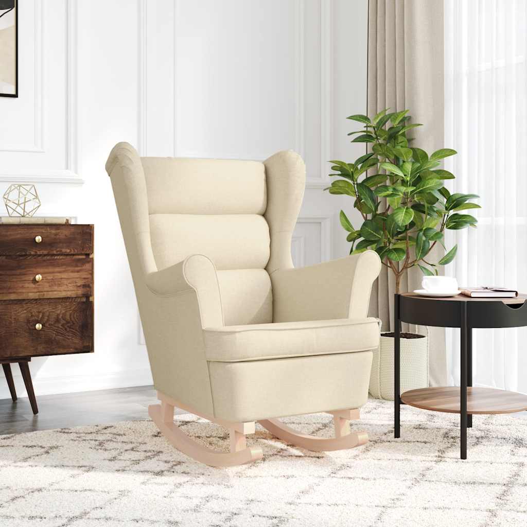 Chaise à bascule crème 74x90x102 cm tissu - XIOS