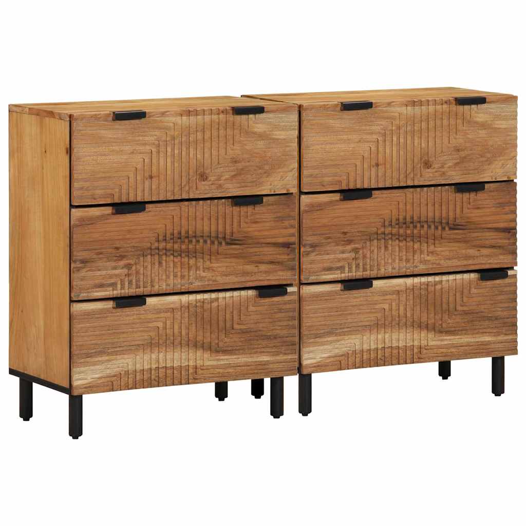 Buffet 2 pcs Marron 60 x 33 x 75 cm Bois d'acacia massif
