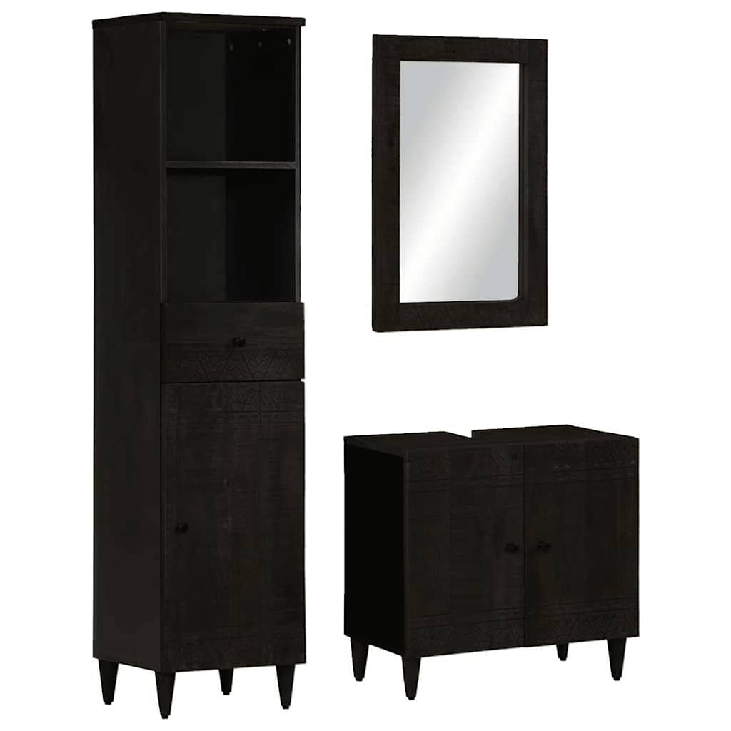 Ensemble de meubles de salle de bain 3 pcs bois manguier massif - XIOS