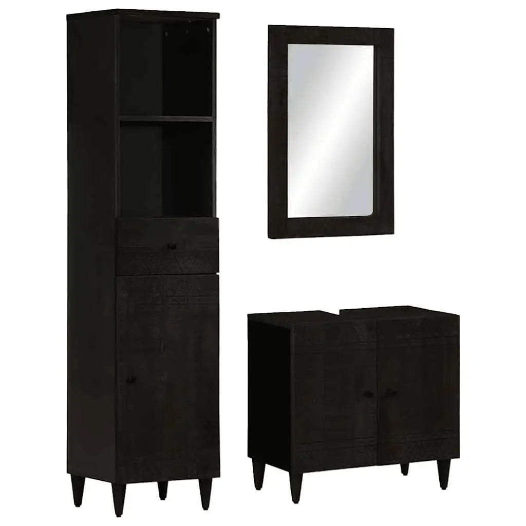 Ensemble de meubles de salle de bain 3 pcs bois manguier massif - XIOS