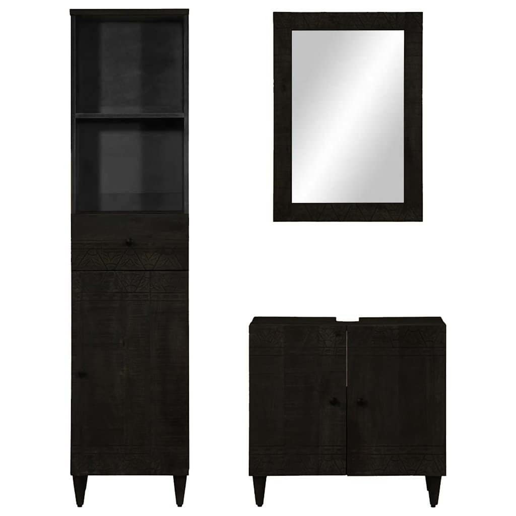 Ensemble de meubles de salle de bain 3 pcs bois manguier massif - XIOS