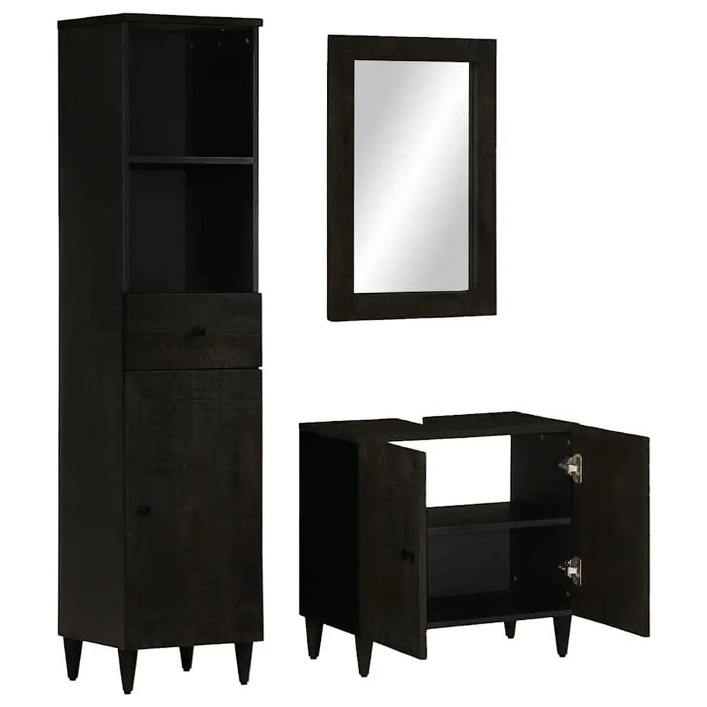 Ensemble de meubles de salle de bain 3 pcs bois manguier massif - XIOS