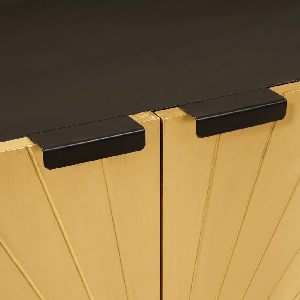 Buffet 3 pcs Noir et or 60 x 33 x 75 cm bois de manguier massif