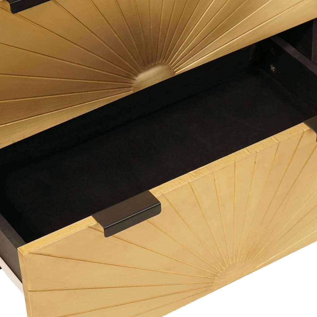 Buffet 3 pcs Noir et or 60 x 33 x 75 cm bois de manguier massif