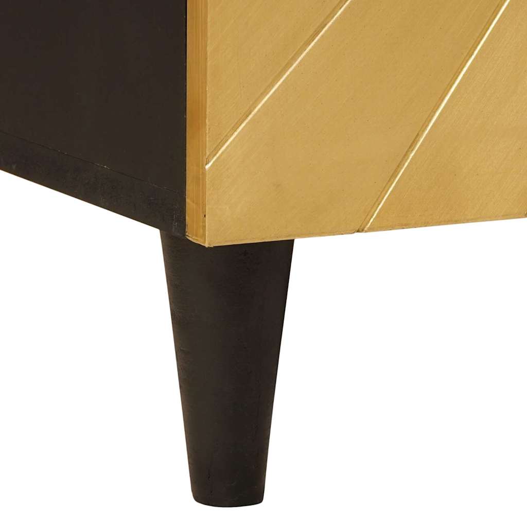 Buffet 3 pcs Noir et or 60 x 33 x 75 cm bois de manguier massif