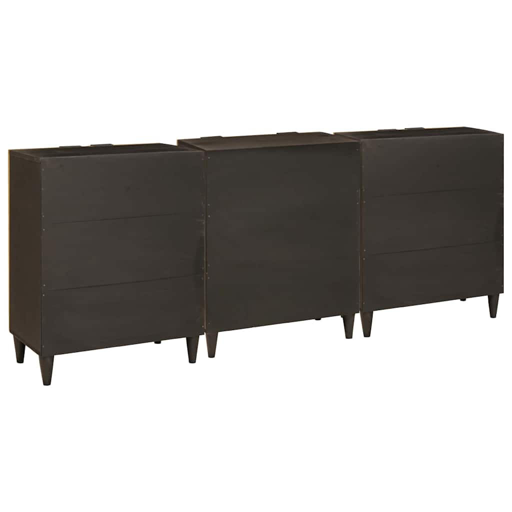 Buffet 3 pcs Noir et or 60 x 33 x 75 cm bois de manguier massif