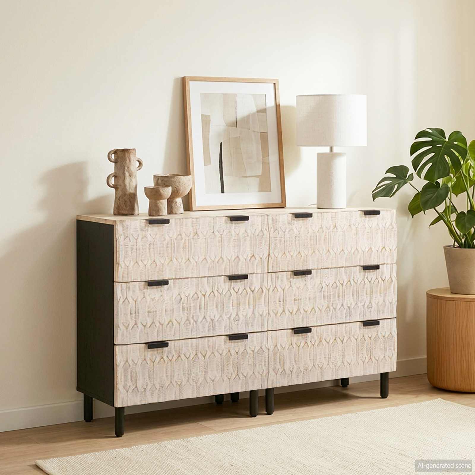 Buffet 2 pc 60 x 33 x 75 cm Bois de mangue massif