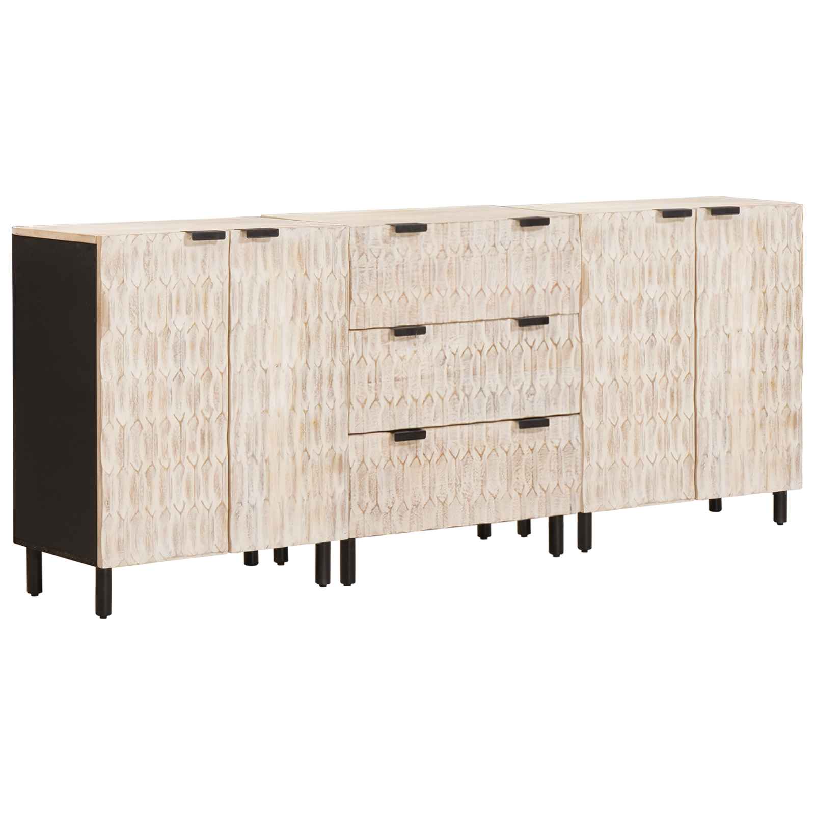 Buffet 3 pcs Finition Lavage Blanc 180 x 33 x 75 cm - XIOS
