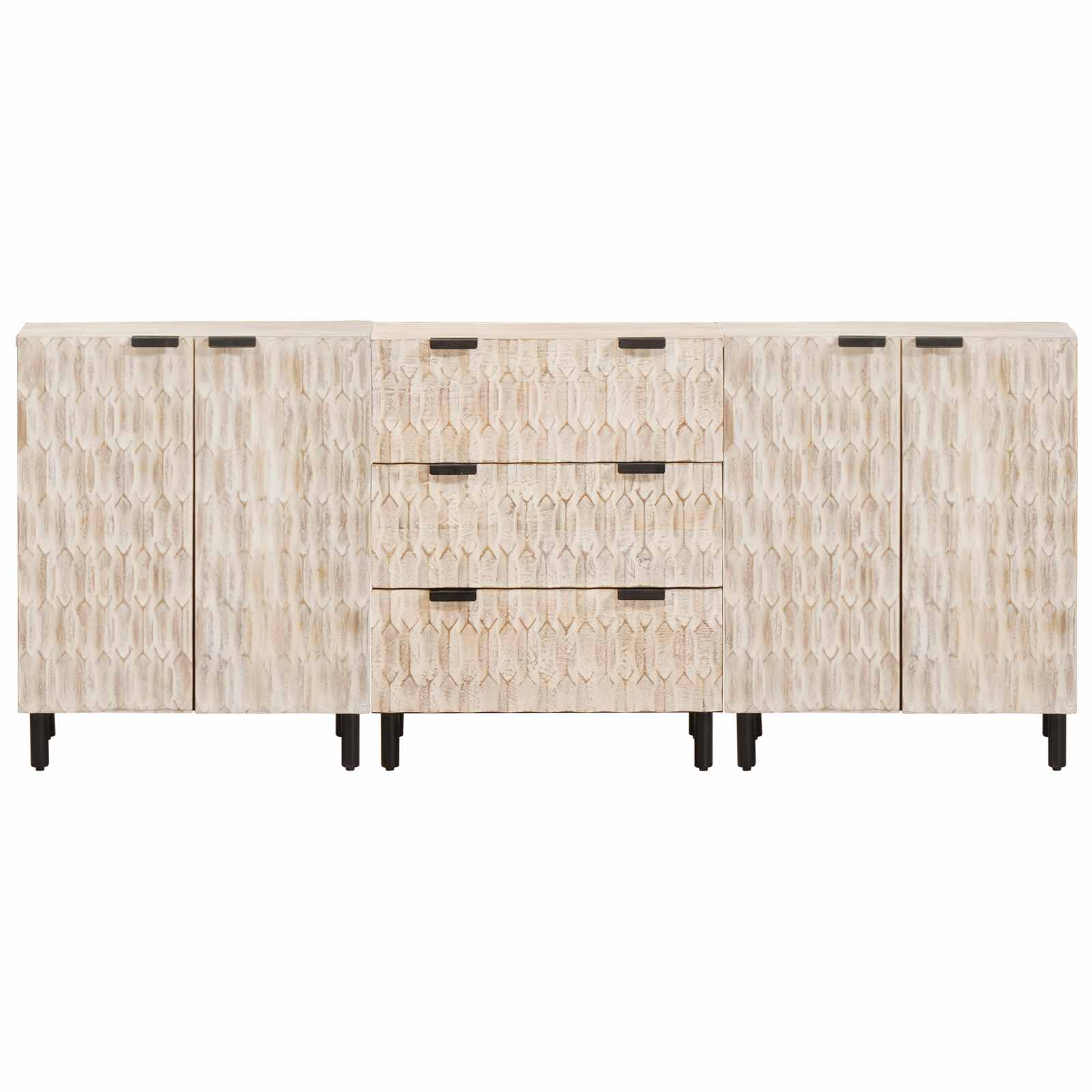 Buffet 3 pcs Finition Lavage Blanc 180 x 33 x 75 cm - XIOS