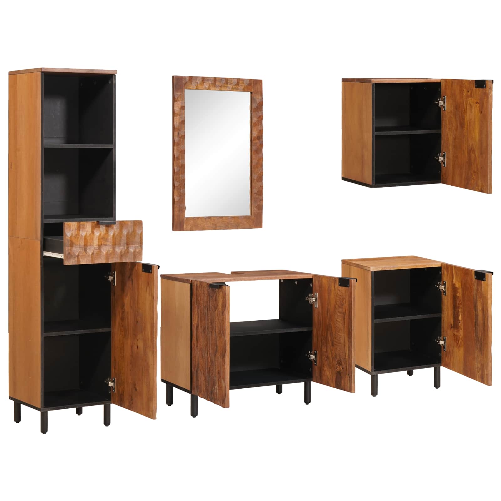 Ensembles de salle de bain 5 pièces Acacia Marron Winish