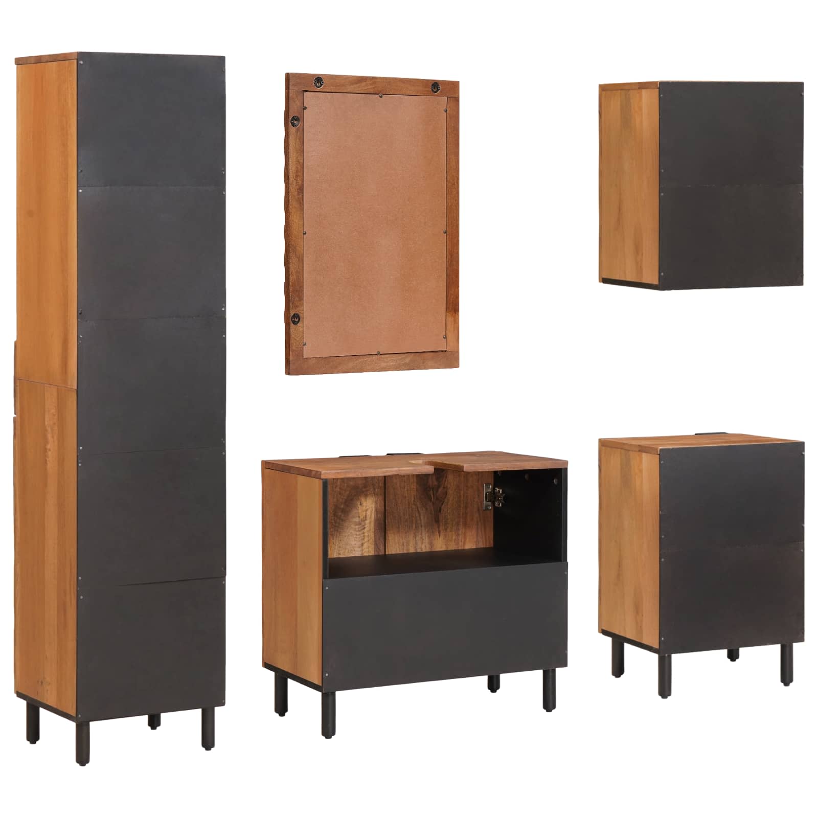 Ensembles de salle de bain 5 pièces Acacia Marron Winish