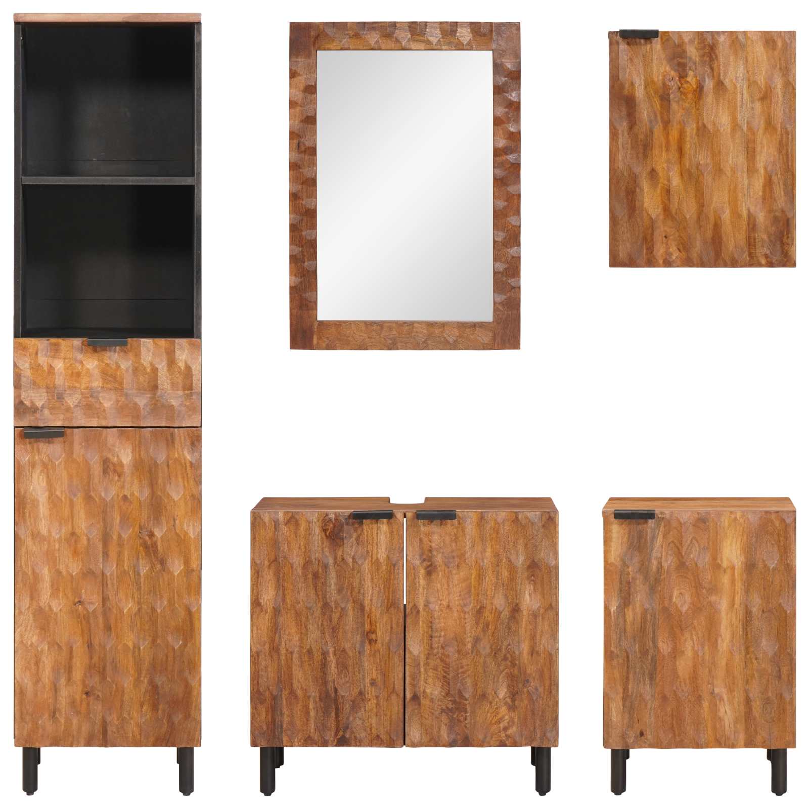 Ensembles de salle de bain 5 pièces Acacia Marron Winish