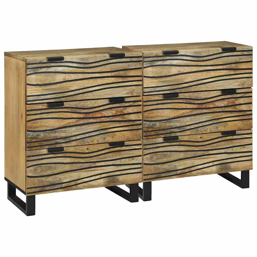 Buffets avec tiroir avec stockage 2 pcs Marron Moyen Bois de mangue massif XIOS