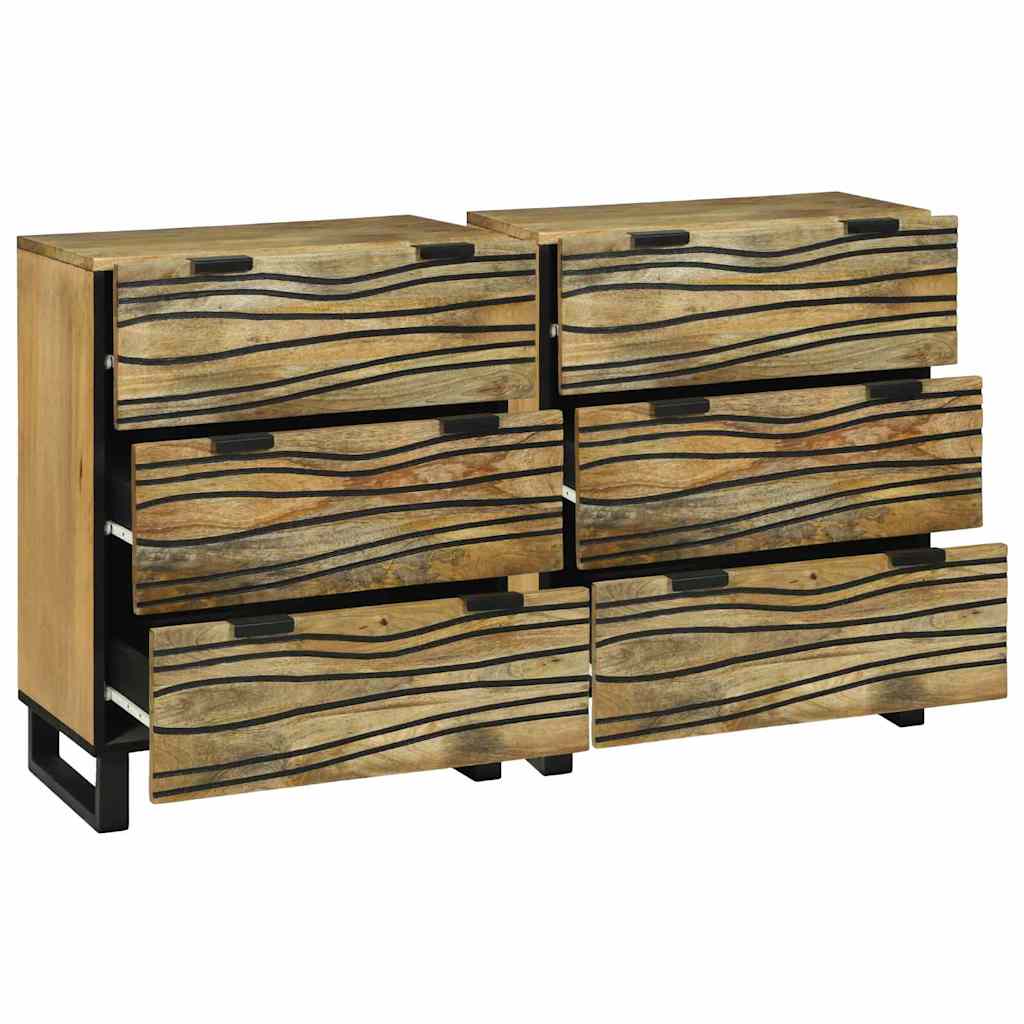 Buffets avec tiroir avec stockage 2 pcs Marron Moyen Bois de mangue massif XIOS